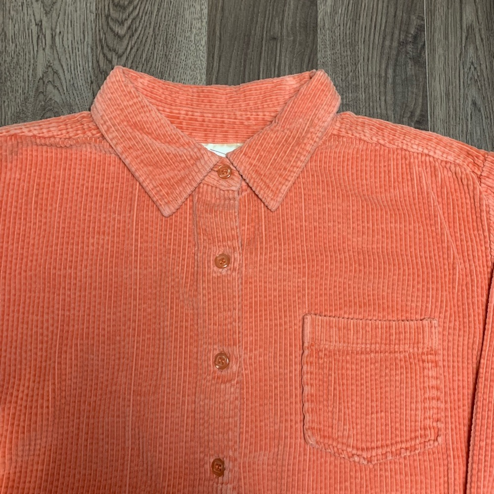 Vintage 1990s Pink Womens Corduroy Button Up Shir… - image 3